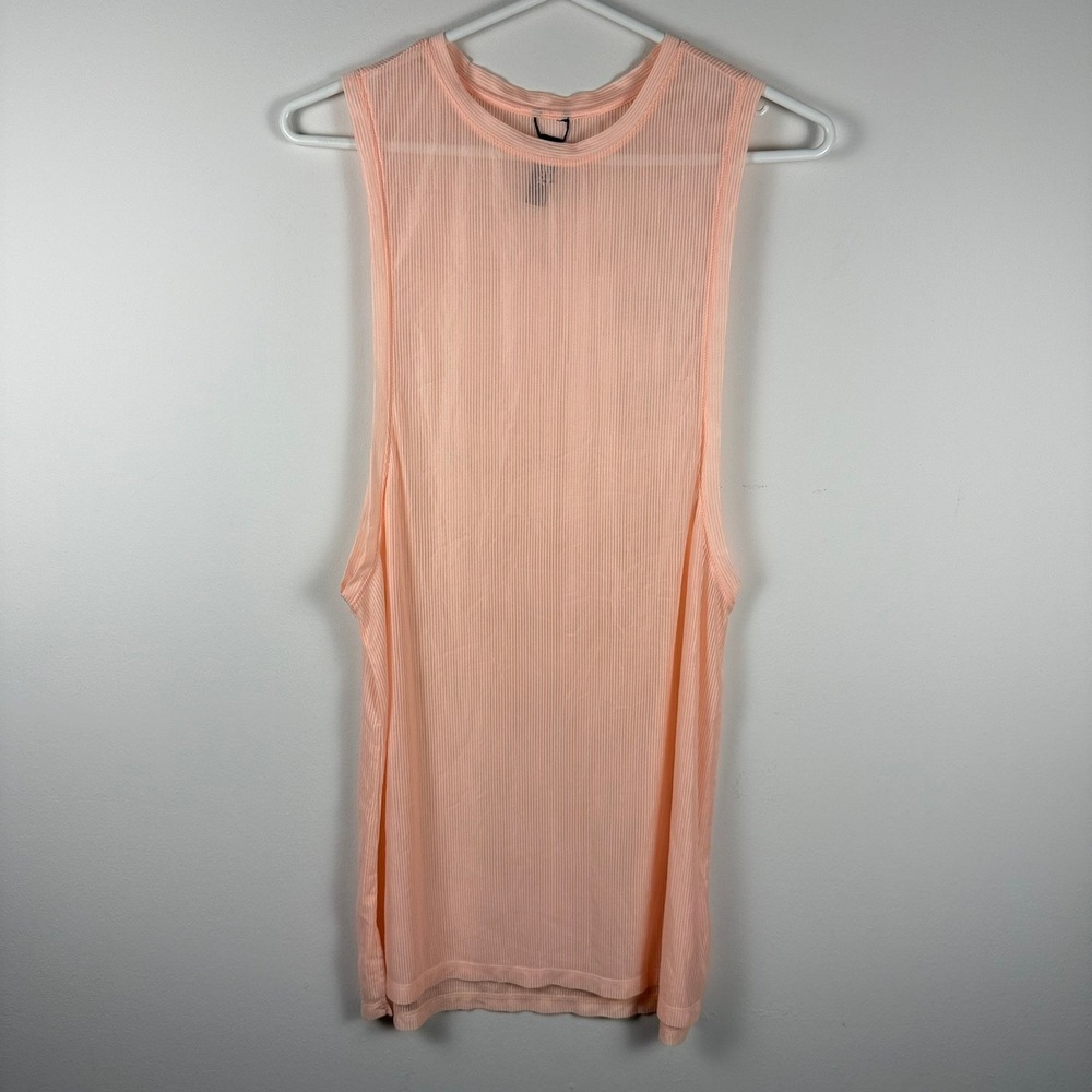 ✨3 for $20 Hurley Womens Ribbed Muscle Tank Top Peach Pink Deep Armhole Size S